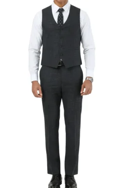 Stacy Adams - 3 Piece Hybrid Fit Notch Lapel Suit in Black