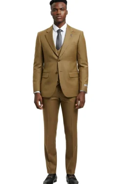 Stacy Adams - 3 Piece Hybrid Fit Oatmeal Textured Suit