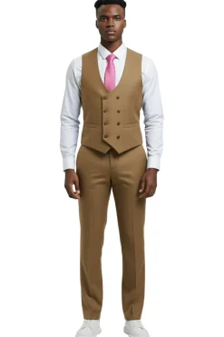 Stacy Adams - 3 Piece Hybrid Fit Oatmeal Textured Suit