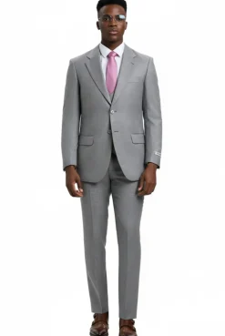 Stacy Adams - 3 Piece Hybrid Fit Stone Gray Textured Suit