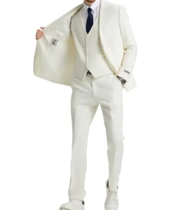 Stacy Adams - 3 Piece Hybrid Fit Suit in Ivory