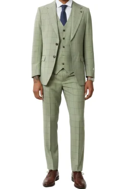 Stacy Adams - 3 Piece Suit 2 Buttons Windowpane Hybrid Fit In Green