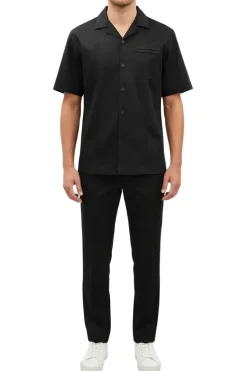Stacy Adams - Pleated Pintuck Black Linen Walking Suit Set