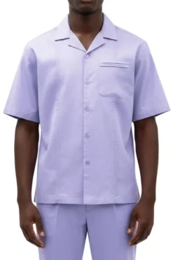 Stacy Adams - Pleated Pintuck Lavender Linen Walking Suit Set