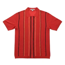 Stacy Adams - Red Vertical Stripe Knit Shirt