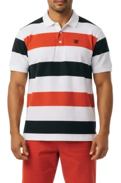 Stacy Adams - Striped Red Cotton Polo Shirt