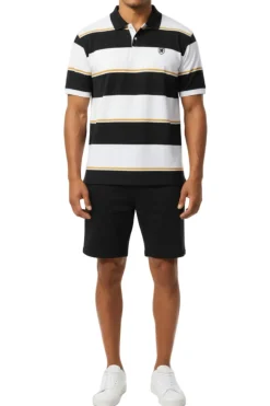 Stacy Adams - Striped White Cotton Polo Shirt