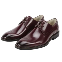 Toby Collection - Burgundy Medallion Toe Lace-Up Dress Shoes