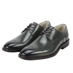 Toby Collection - Gray Medallion Toe Lace-Up Dress Shoes