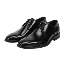 Toby Collection - Black Medallion Toe Lace-Up Dress Shoes