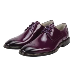 Toby Collection - Purple Medallion Toe Lace-Up Dress Shoes