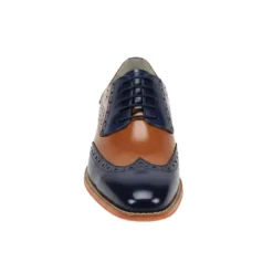 Troy Collection - Leather Wingtip Lace-up Dress Shoes - Navy/Tan