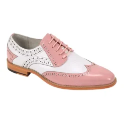 Troy Collection - Leather Wingtip Lace-up Dress Shoes - Pink/White