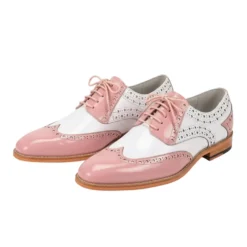 Troy Collection - Leather Wingtip Lace-up Dress Shoes - Pink/White