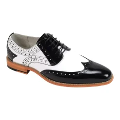 Troy Collection - Leather Wingtip Lace-up Dress Shoes - Black/White
