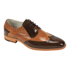 Troy Collection - Leather Wingtip Lace-up Dress Shoes - Brown/Tan