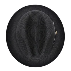Two-Tone Ribbon Stingy Brim Pinch Braided Fedora - Black/White