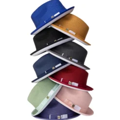 Two-Tone Ribbon Stingy Brim Pinch Braided Fedora - Black/White