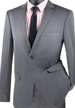 Ultra Slim Fit 2 Piece Suit Stretch Fabric in Solid Charcoal