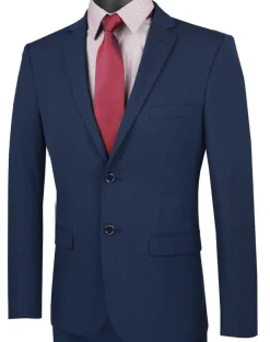 Ultra Slim Fit 2 Piece Suit Stretch Fabric in Solid Navy