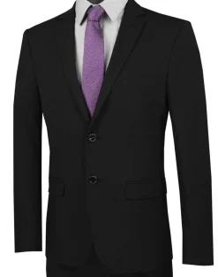 Ultra Slim Fit 2 Piece Suit Stretch Fabric in Solid Black
