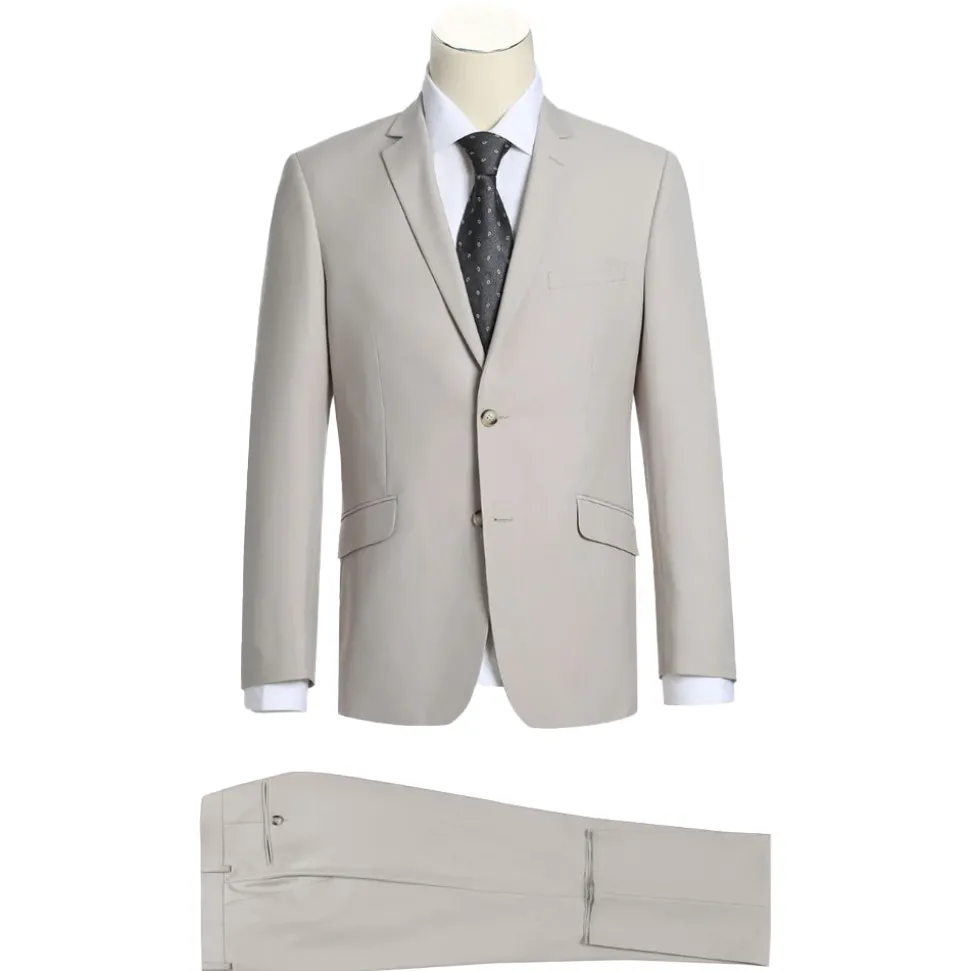 Vanderbilt Collection - Classic 2 Piece Suit 2 Buttons Regular Fit In Light Beige