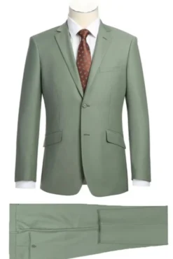 Vanderbilt Collection - Classic 2 Piece Suit 2 Buttons Regular Fit In Sage