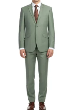 Vanderbilt Collection - Classic 2 Piece Suit 2 Buttons Regular Fit In Sage