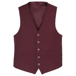 Vanderbilt Collection - Classic Dress Vest 5 Buttons Regular Fit In Burgundy