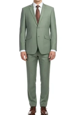 Vanderbilt Collection - Classic 2 Piece Suit 2 Buttons Regular Fit In Sage