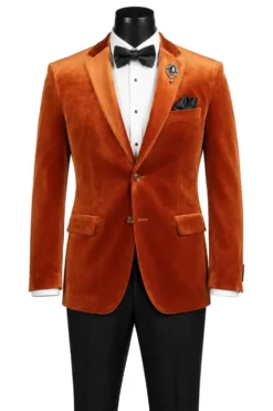 Velvet Regular Fit Fashion Jacket in Rust