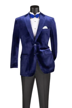 Velvet Regular Fit Fashion Jacket in Sapphire