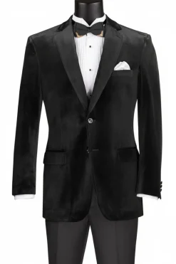 Velvet Regular Fit Fashion Jacket in Black