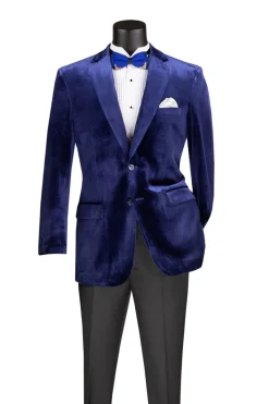 Velvet Regular Fit Fashion Jacket in Sapphire