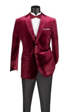 Velvet Regular Fit Fashion Jacket in Wine