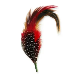 Vivid Crimson & Gold Signature Hat Feather - Hand-Selected Plume
