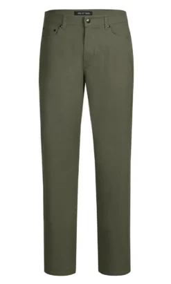 (42W) Modern Fit Stretch Cotton Flat Front Dress Pants - Olive