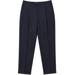 (34W) Regular Fit Pleated Pre-hemmed With Cuffs - Navy