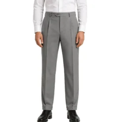 (32W, 36W, 40W) Regular Fit Pleated Pre-hemmed With Cuffs - Gray