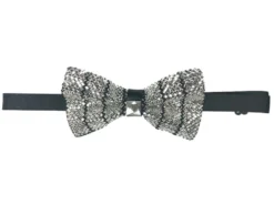 White Black Sparkling Crystal Adjustable Men's Bow Tie Accessory Box