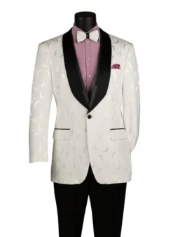 White Regular Fit Blazer Shawl Lapel