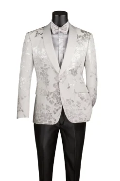 White Slim Fit Fashion Jacket Shawl Lapel