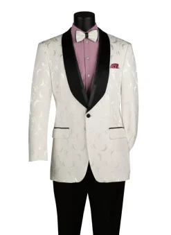 White Regular Fit Blazer Shawl Lapel
