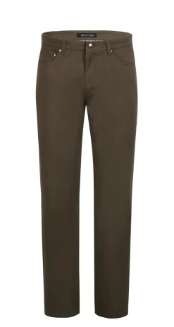 (42W) Modern Fit Stretch Cotton Flat Front Dress Pants - Brown