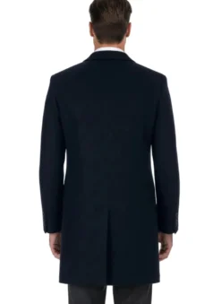 Wool Blend Navy Overcoat