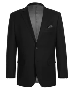 Wool Regular Fit Blazer Solid Color in Black