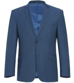 Wool Single Breasted Dress Suit Slim Fit 2 Piece 2 Button in Blue