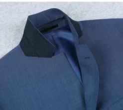 Wool Single Breasted Dress Suit Slim Fit 2 Piece 2 Button in Blue