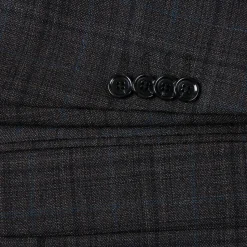 Wool Blend Regular Fit Checked Blazer in Brown
