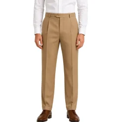 (34W) Regular Fit Pleated Pre-hemmed With Cuffs - Khaki
